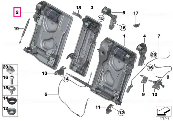 Promoție Backrest frame, right ANTHRAZIT - BMW