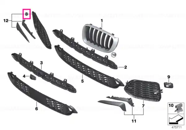 Disponibil imediat Grille, side, open, right M - BMW