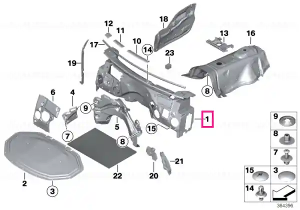 Sound insulat., splash wall, upper part - BMW Chilipir