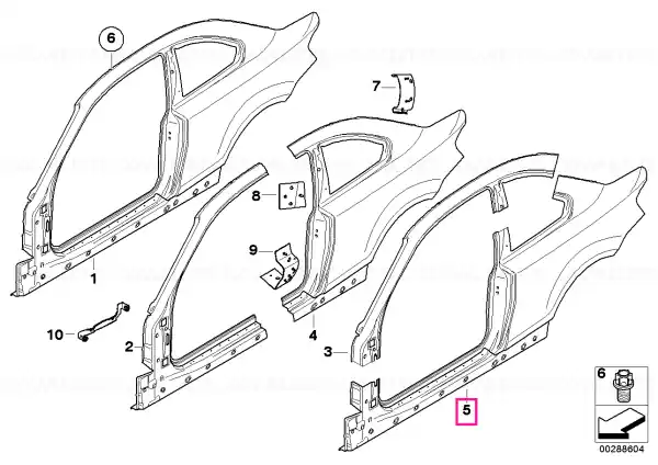 Column B with left rocker panel - BMW Livrare gratuită