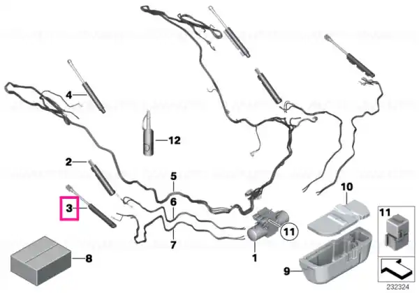 Hydraulic cylinder, kinematics box,right - BMW Vezi acum