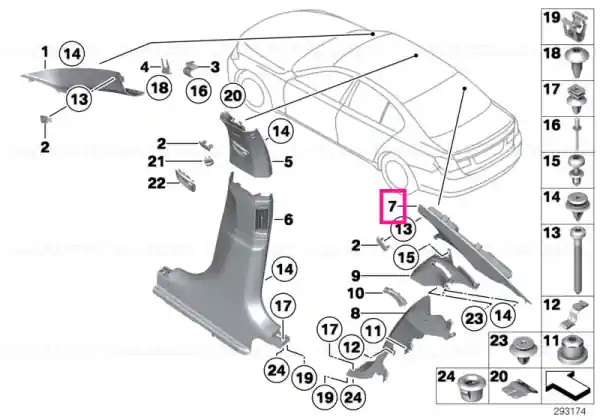 Ornament stâlp C sus dreapta ANTHRAZIT - BMW Chilipir