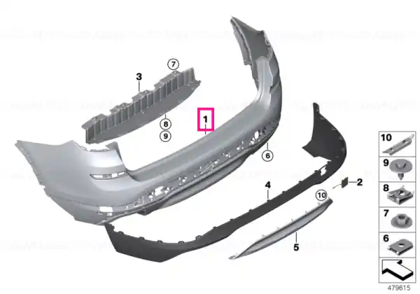 Panel, bumper, primed, rear PDC - BMW Vezi acum