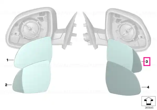 Cel mai vândut Mirror glass, heated, convex, right - BMW