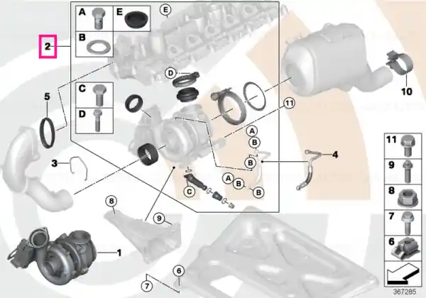 Kit montaj turbocompesor, Value Parts - BMW Seria 3 E90 E91 E92 E93, Seria 5 E60 E61, X5 E70, X6 E71 Ofertă specială
