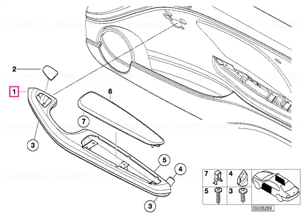 Armrest, wood, front right HELLBEIGE/MYRTE - BMW Premium