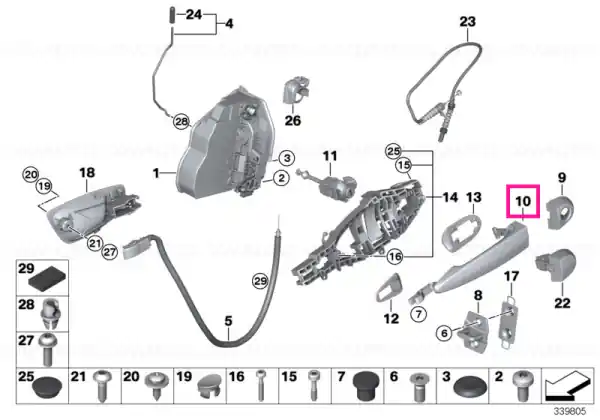 grab handle, paint finish, right - BMW Cumpărături sigure