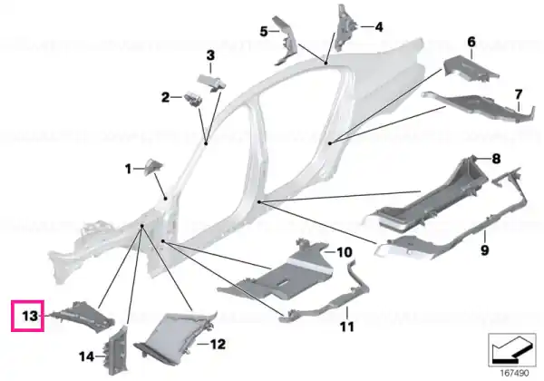 Shaped part,s.carrier,wheelarch,fr.right - BMW Cumpără online