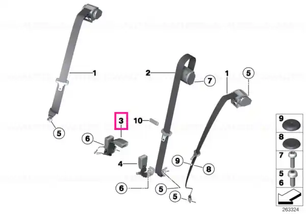 Livrare gratuită Lower strap, rear middle and right - BMW