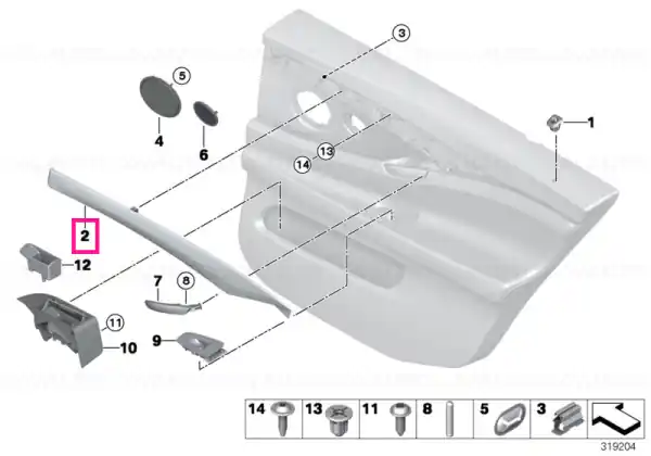Reducere extra Ornament ușă lemn Fineline spate dreapta ANTHRAZIT - BMW