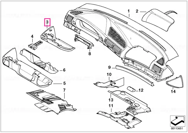 Reducere extra Panou trim bord jos stânga GRIU GRAU - BMW