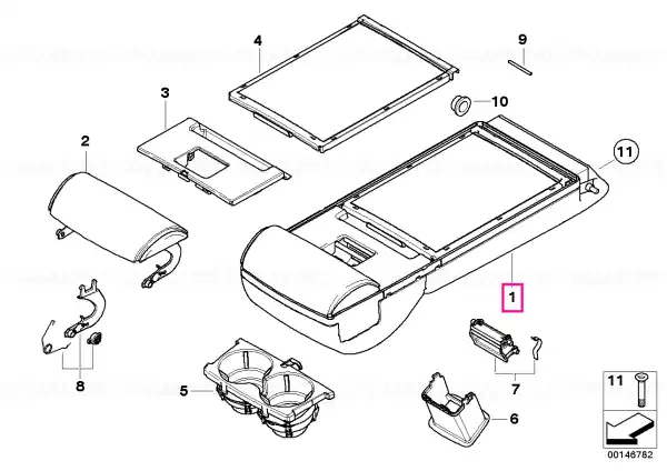 Armrest, through-loading, fab./leather ANTHRAZIT - BMW Preferatul clienților