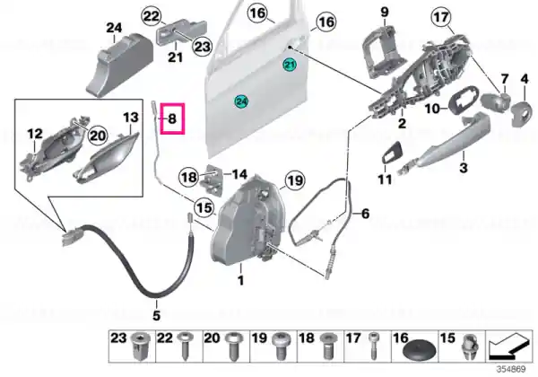 Transport gratuit Operating rod, door front right - BMW