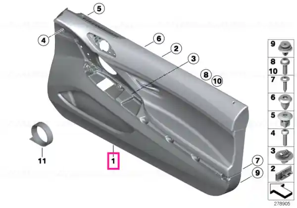 Door lining leather left SCHWARZ - BMW Promoție