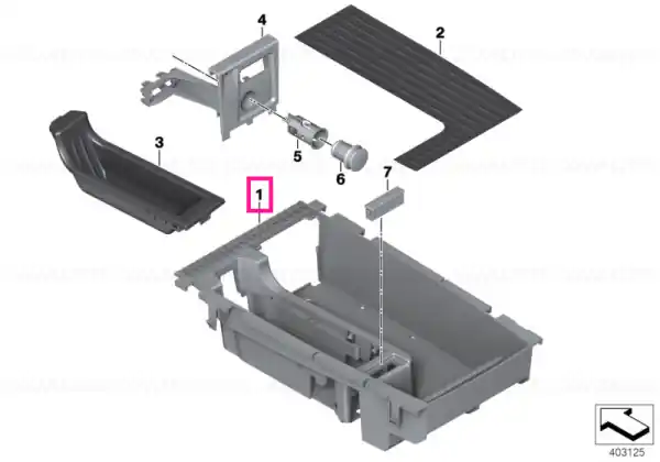 Storage tray, center console - BMW Doar azi
