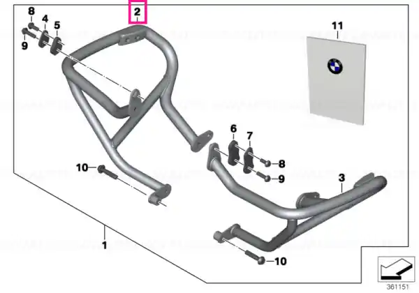 Plată sigură Right engine protection bar - BMW Motorrad