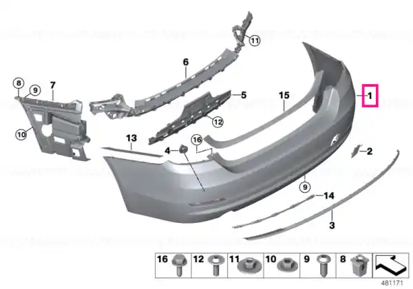 Chilipir Panel, bumper, primed, rear ZWEIFLUTIG - BMW