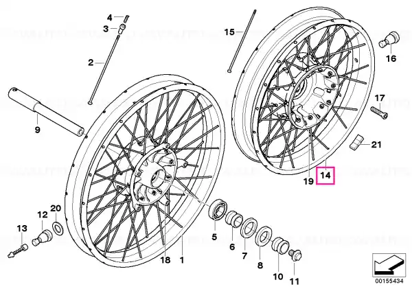 Preț redus Spoke wheel, rear 2,50X17 - BMW Motorrad