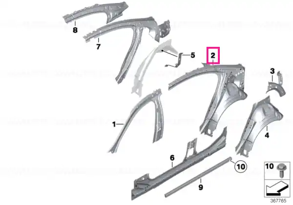 Bestseller Side frame, inside, rear right - BMW