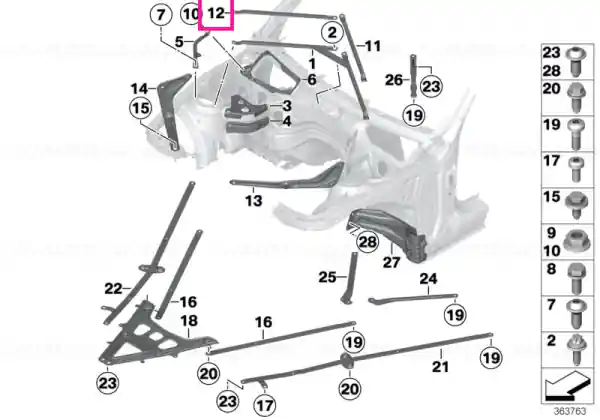 Livrare expres Strut tower brace, right - BMW