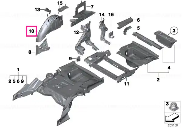 Calitate înaltă Rear left wheelhouse, inner half - BMW