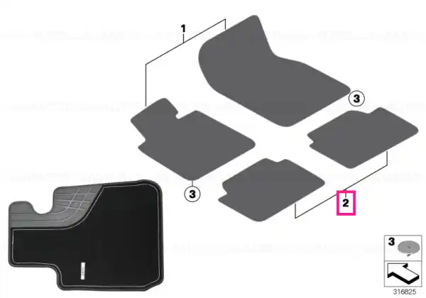 Floor mats, textile, rear LUXURY - BMW Reducere specială