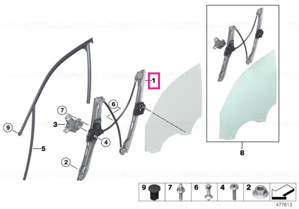 Window lifter without motor,front right - BMW Noutate