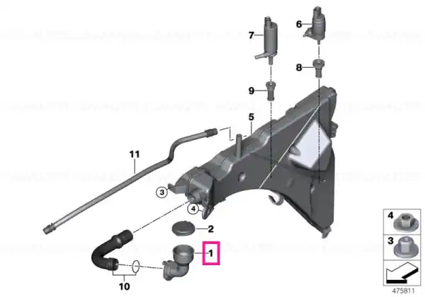 Conducta umplere rezervor lichid parbriz - BMW X5 F15 F85M, X6 F16 F86M Preț promoțional