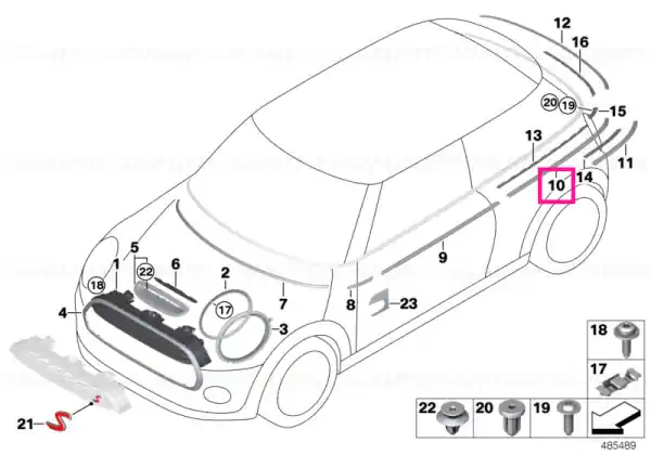 Moulding, side panel, rear right - BMW - Mini Ofertă