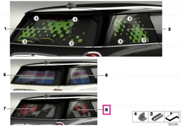 Rear side windows sun blind JCW PRO - BMW - Mini Livrare expres