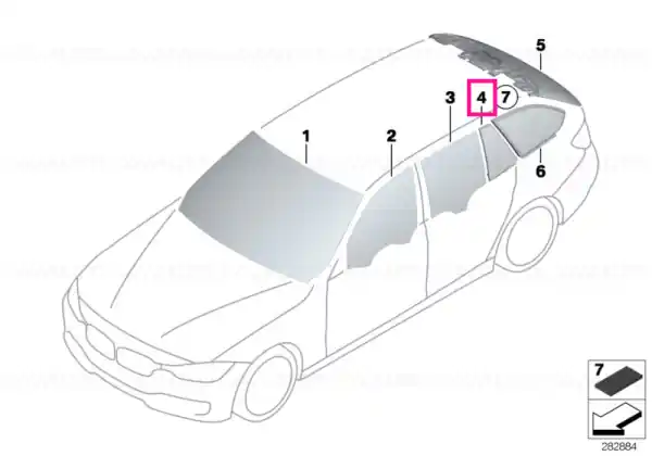 Fixed door window, right - BMW Livrare expres