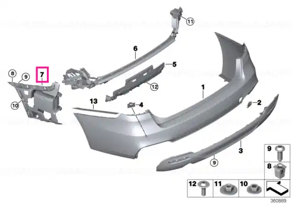 Guide for bumper, side, left - BMW Preferatul clienților