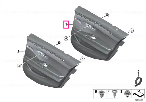 Door lining leather rear left MOKKA - BMW Ofertă exclusivă