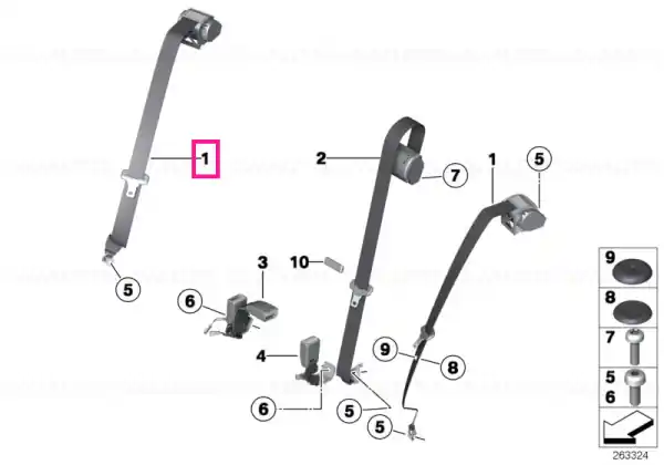 Upper strap, rear outer SCHWARZ - BMW Cel mai bun preț