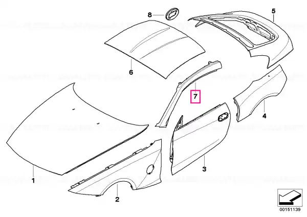 Left outer roof frame panel - BMW Cumpără online