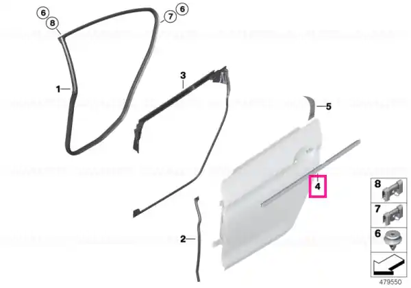 Window well strip, outer, door, rear rgt CHROM - BMW Ofertă limitată