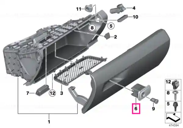 Calitate înaltă Opener, glove box, chrome, lockable OYSTER - BMW
