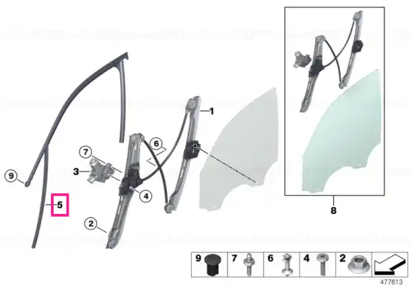 Window guide, right front door - BMW Ofertă specială
