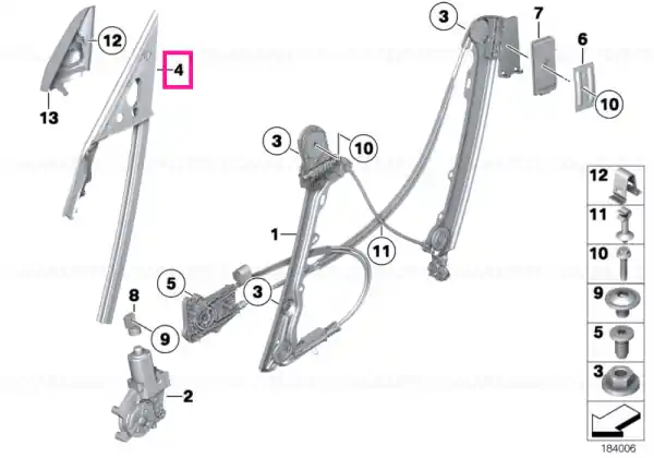 Window guide, right front door - BMW Cel mai vândut