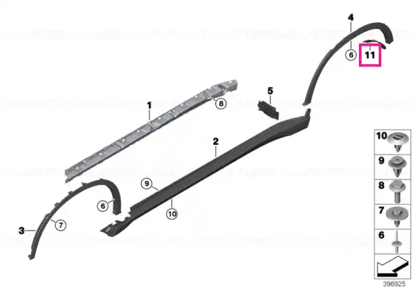 Chinese market flap, rear left - BMW Retur ușor