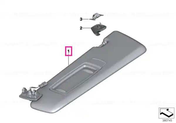 Sun visor, fabric, with mirror, right ANTHRAZIT - BMW Nu rata