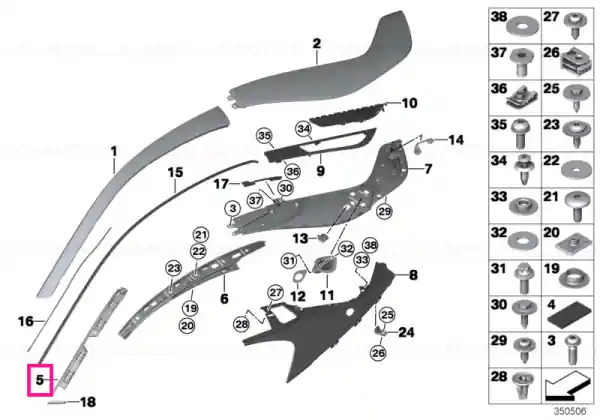 Retaining strip, A-pillar, right - BMW Ofertă limitată