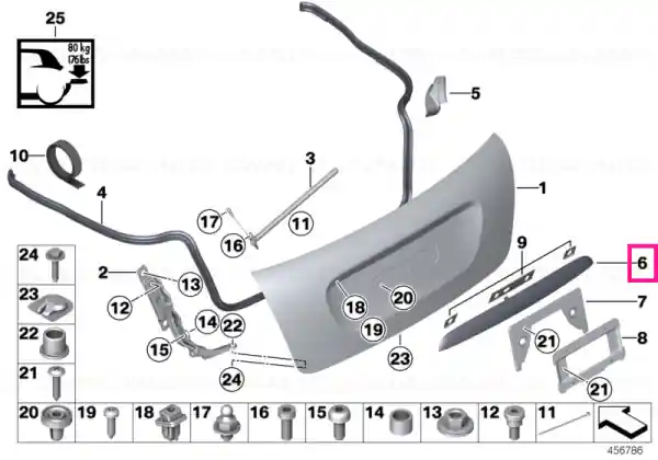 Cumpărături sigure Trunk lid grip with key button GLANZSCHWARZ - BMW - Mini