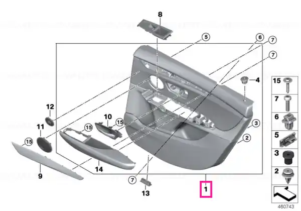 Ofertă limitată Panou tapiterie uşă spate stânga ANTHRAZIT/BLAU - BMW