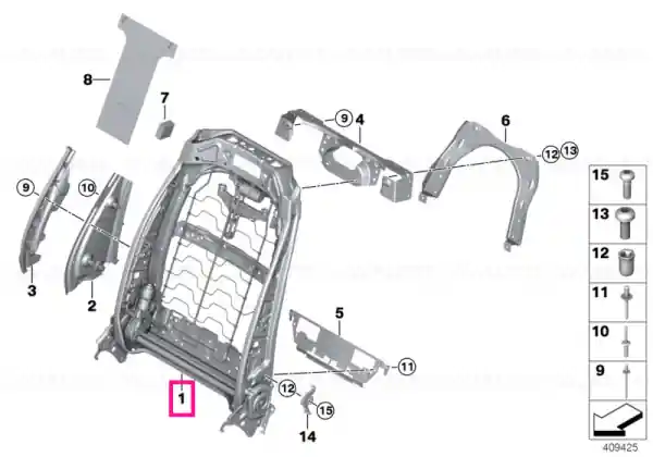 Backrest frame, basic seat - BMW Nu rata