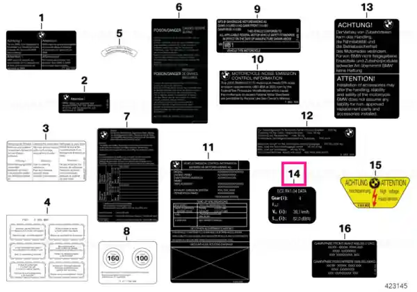 Nu rata Label "Noise Instruction" ECE - BMW Motorrad