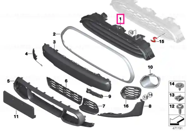 Ornamental grille, engine comp. lid JCW - BMW - Mini Ofertă