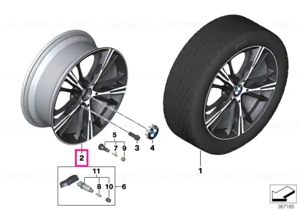 Gloss-turned light alloy rim 8JX19 ET:52 - BMW Vezi acum