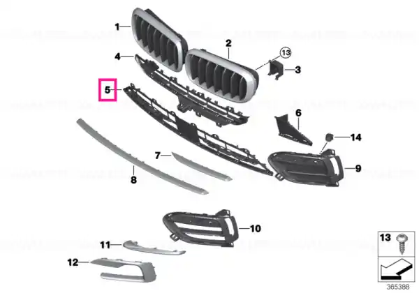 Grille, middle bottom XTRAVAGANCE - BMW Transport gratuit
