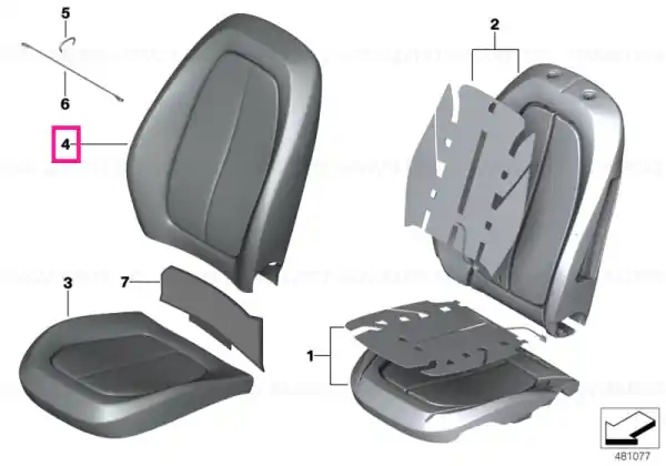 Livrare gratuită Capac spătar imit. piele dreapta SCHWARZ - BMW